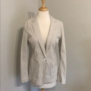Banana Republic tan colored and white long sleeve blazer, size 4